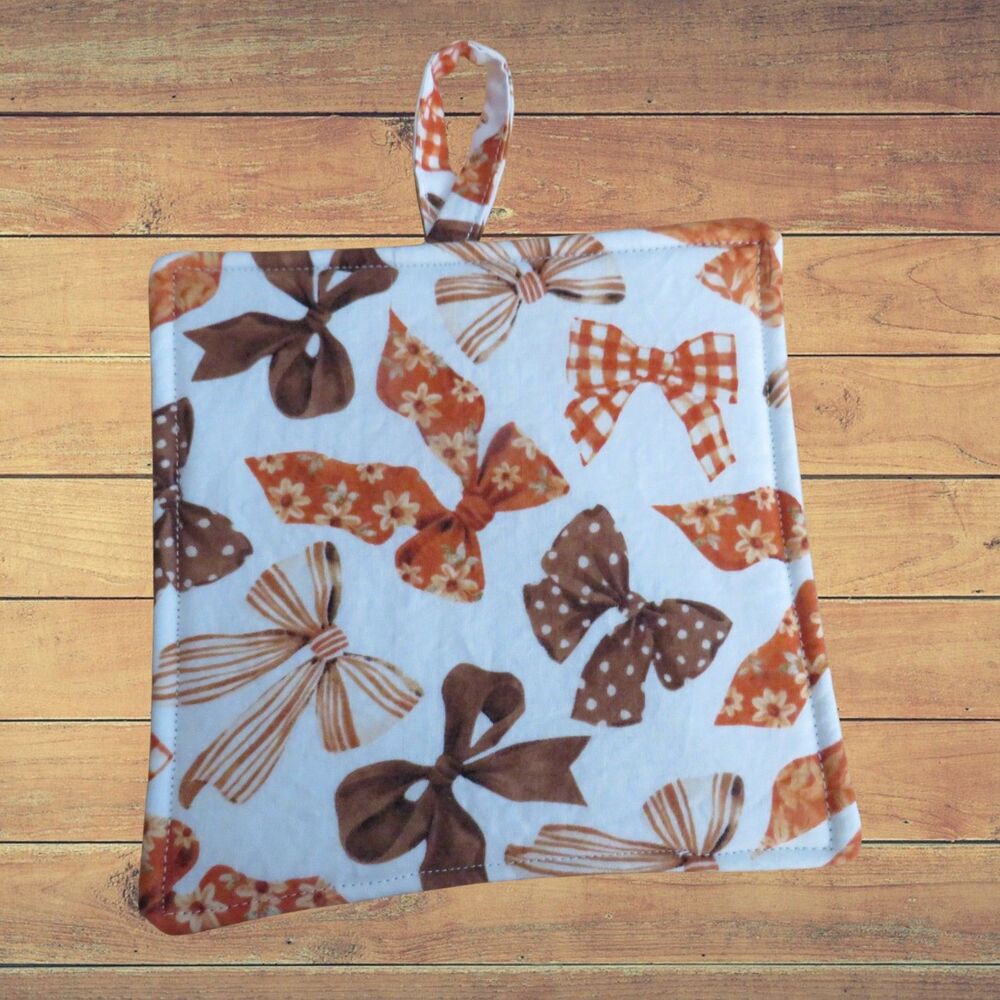 Handmade Potholder, Fall Bows